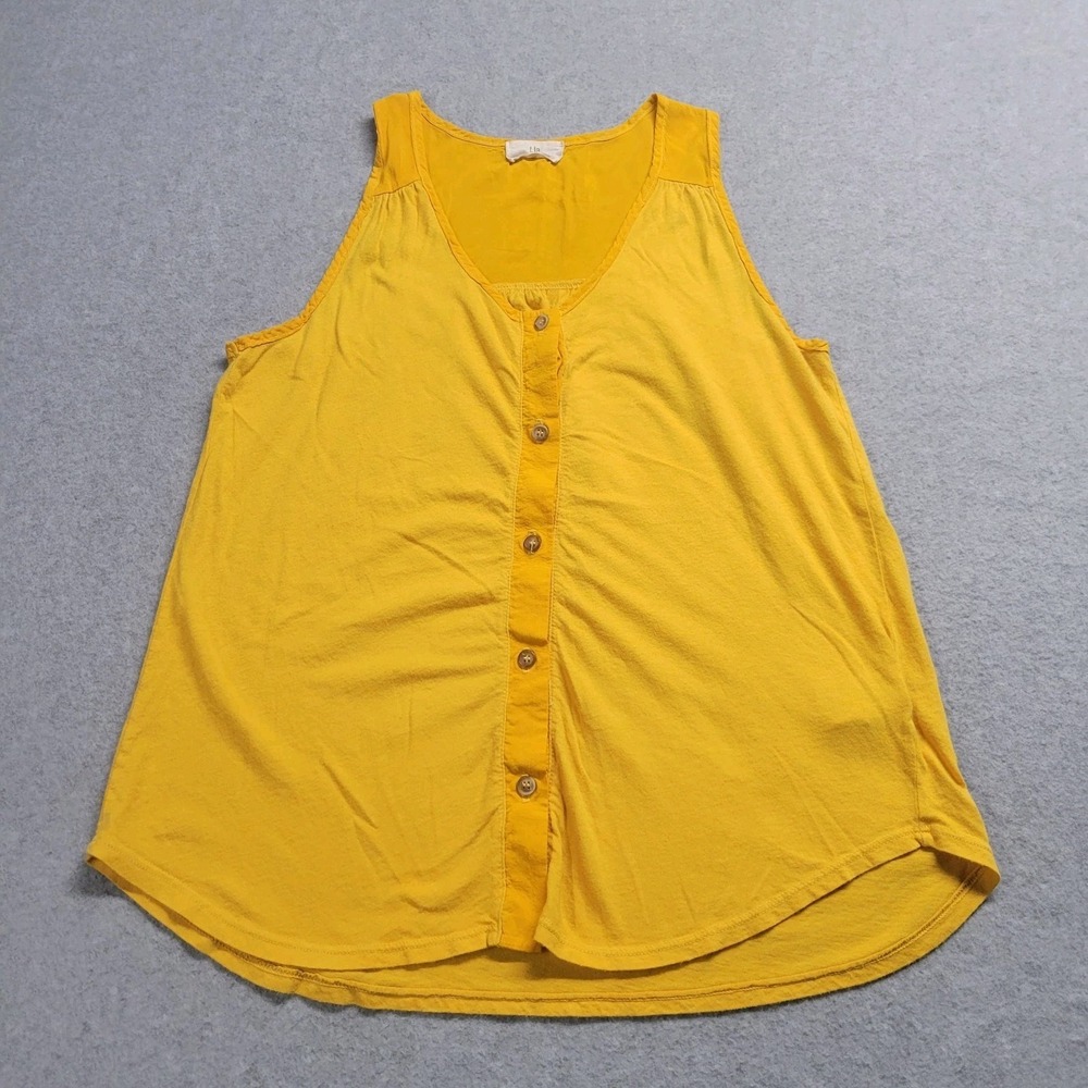 t.la Anthropologie Mustard Yellow Button Front Tank Top XS V-Neck Sleeveless